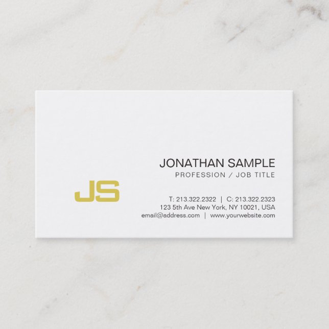Tarjeta De Visita Diseño elegante de Monograma Profesional Gold Look (Anverso)