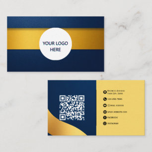 Tarjeta De Visita Diseño elegante de Personalizable azul y oro profu