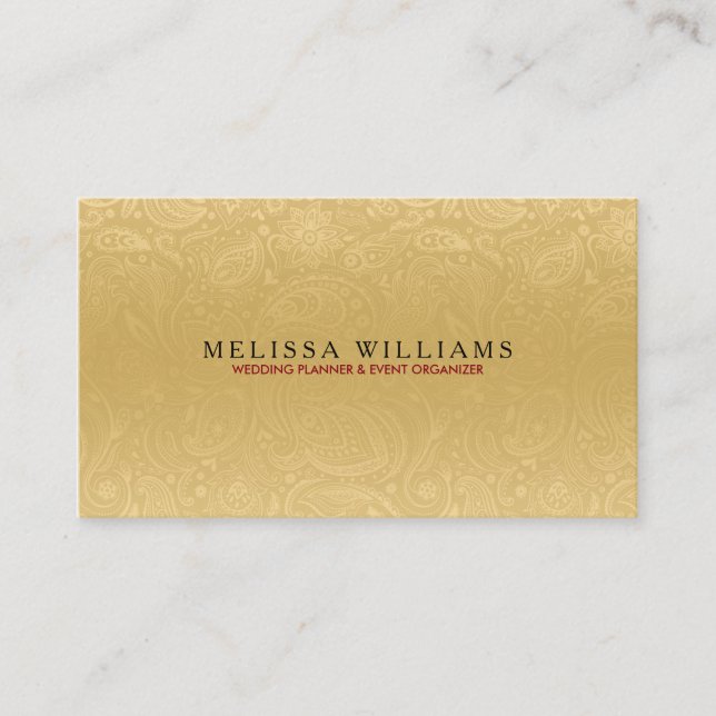 Tarjeta De Visita Diseño elegante del Boda del patrón de paisley de  (Anverso)