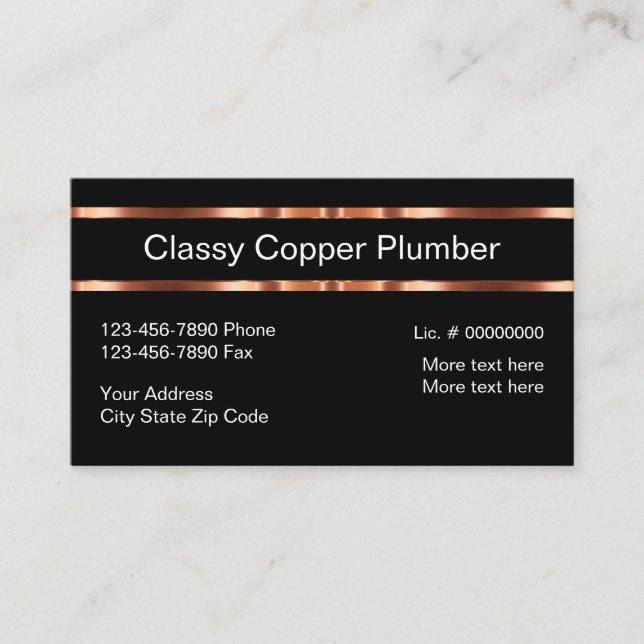 Tarjeta De Visita Diseño elegante del complemento de cobre (Anverso)