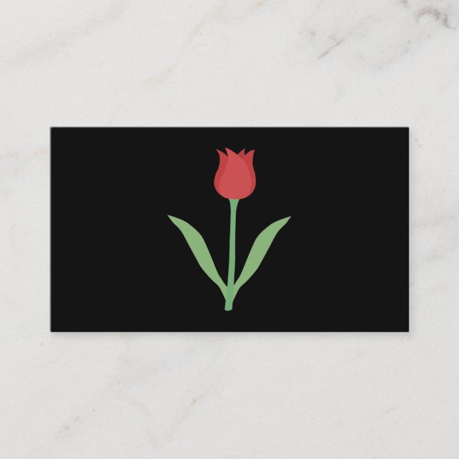 Tarjeta De Visita Diseño elegante del tulipán en negro (Anverso)