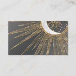 Tarjeta De Visita Diseño elegante Doodles dorados Sun Moon Mandala