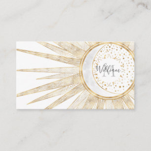 Tarjeta De Visita Diseño elegante Doodles dorados Sun Moon Mandala