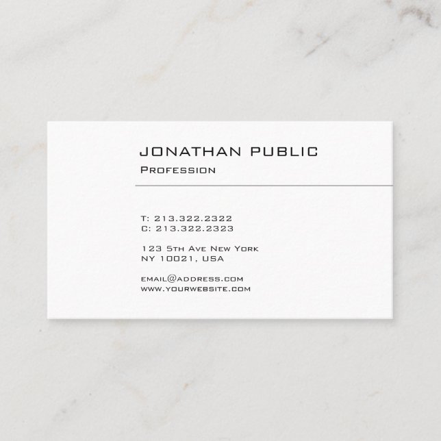 Tarjeta De Visita Diseño elegante limpio moderno profesional sencill (Anverso)