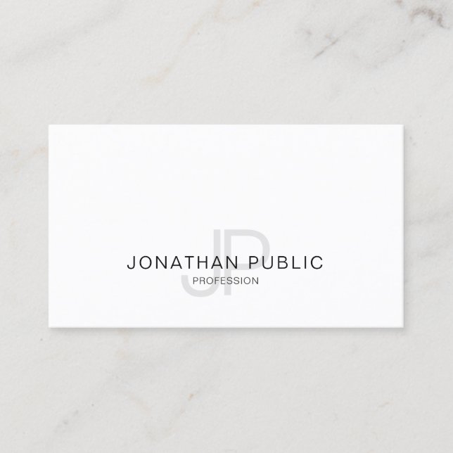Tarjeta De Visita Diseño elegante limpio Monograma moderno (Anverso)