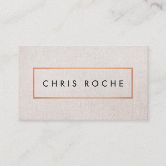 Tarjeta De Visita Diseño elegante Marco de cobre Estilo Linaje Beige (Anverso)
