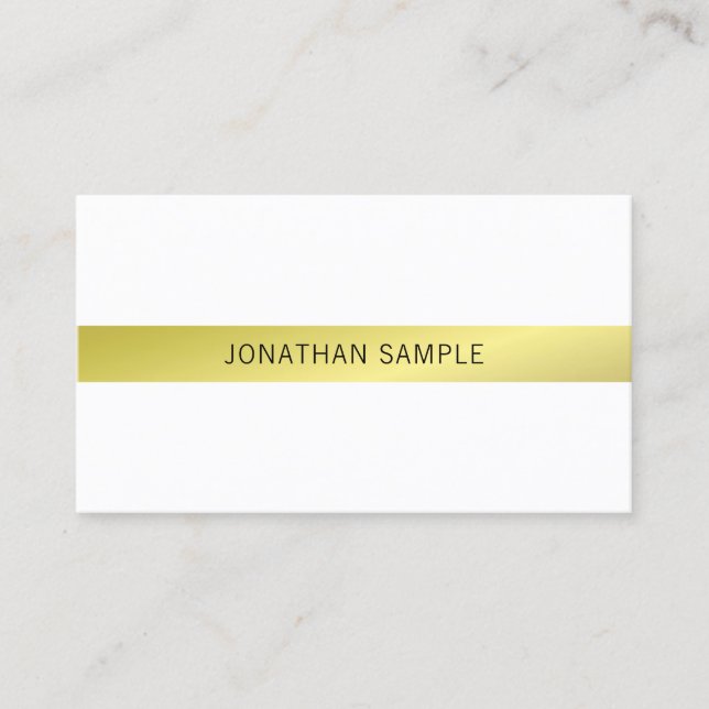 Tarjeta De Visita Diseño elegante moderno y limpio Gold Plain Luxury (Anverso)