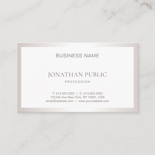 Tarjeta De Visita Diseño elegante plateado profesional y elegante (Anverso)