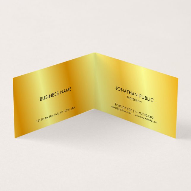 Tarjeta De Visita Diseño elegante profesional en negro y oro plegado (Interior)