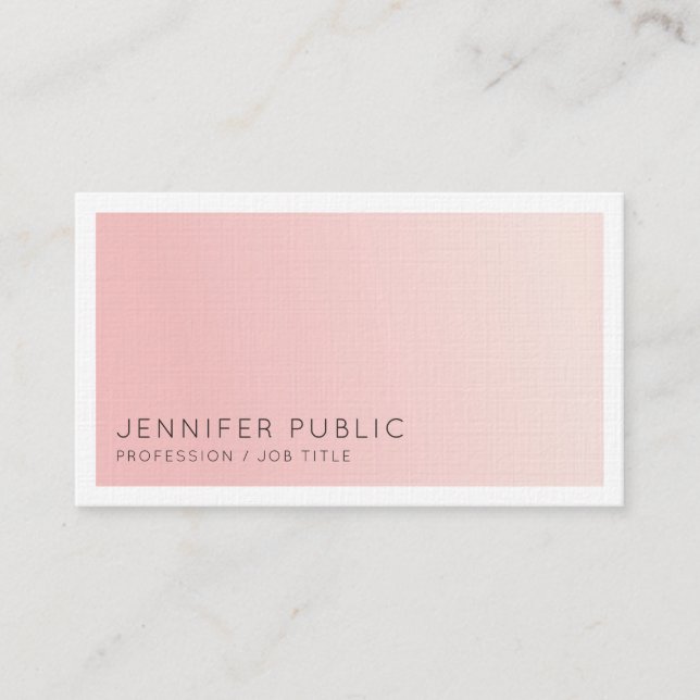 Tarjeta De Visita Diseño elegante simple moda Rubor Pink Luxury (Anverso)