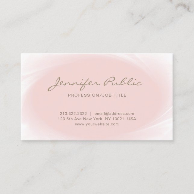 Tarjeta De Visita Diseño elegante simple Rubor Rosa Rosa Gold Trendy (Anverso)