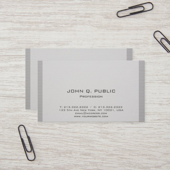 Tarjeta De Visita Diseño elegante y elegante con rayas grises (Anverso/Reverso In Situ)