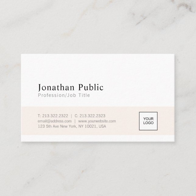Tarjeta De Visita Diseño elegante y moderno con manchas blancas (Anverso)