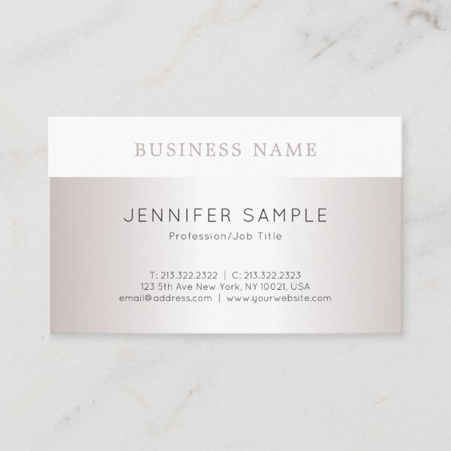 Tarjeta De Visita Diseño elegante y moderno Sleek Plain Trendy Luxur (Anverso)