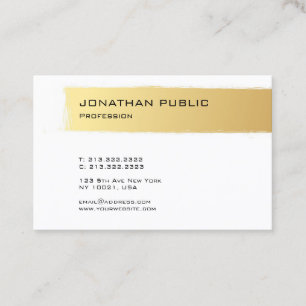 Tarjeta De Visita Diseño elegante y sencillo de lujo dorado blanco m