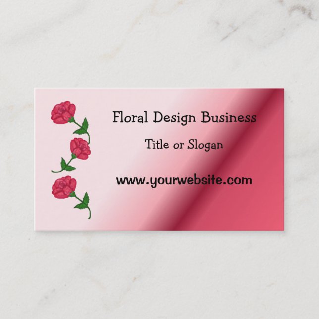 Tarjeta De Visita Diseño empresarial floral Rosa (Anverso)
