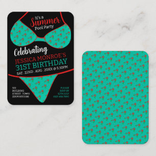 Tarjeta De Visita Diseño en bikini, boletos para el cumpleaños del F