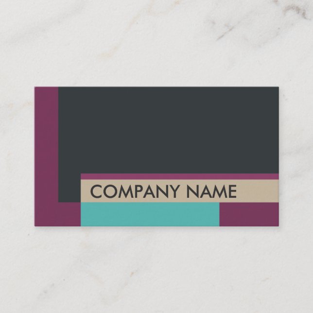 Tarjeta De Visita Diseño en bloque negro morado Verde azulado (Anverso)