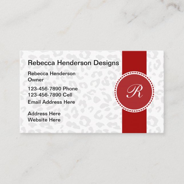Tarjeta De Visita Diseño estiloso del patrón animal monogramo (Anverso)