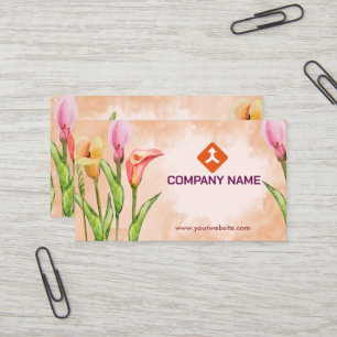 Tarjeta De Visita Diseño floral a mano alzada con acuarela