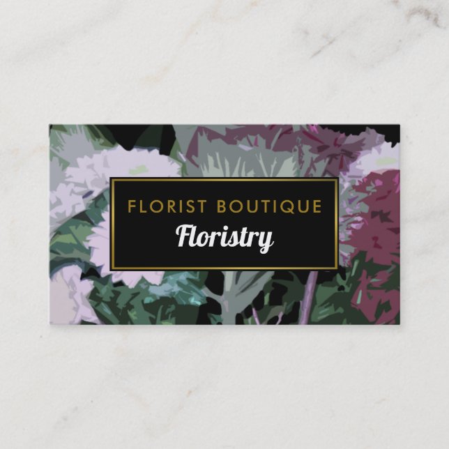Tarjeta De Visita Diseño floral antiguo, floristería (Anverso)
