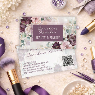 Tarjeta De Visita Diseño floral azul rosa delicado púrpura