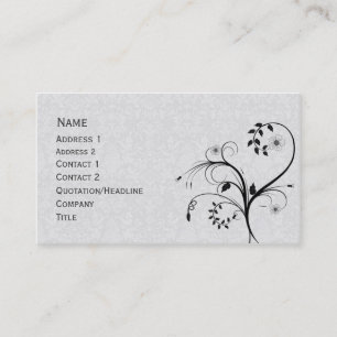 Tarjeta De Visita Diseño floral blanco y negro elegante