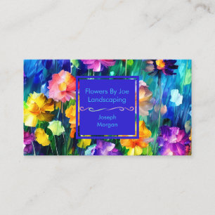 Tarjeta De Visita Diseño Floral Brillante y Colorido Personalizado