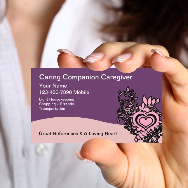Tarjeta De Visita Diseño floral cardíaco para cuidadores (Subido por el creador)