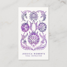 Tarjeta De Visita Diseño floral de color morado bohemio