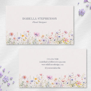 Tarjeta De Visita Diseño floral de flores silvestres en acuarela ele