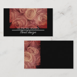 Tarjeta De Visita diseño floral elegante de rosas rosas rosadas sobr
