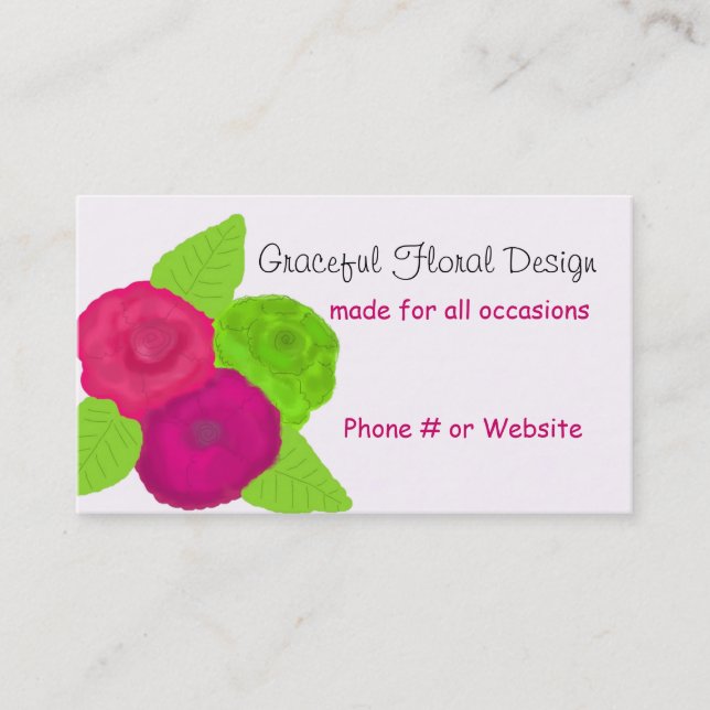 Tarjeta De Visita Diseño floral elegante Flores audaces (Anverso)