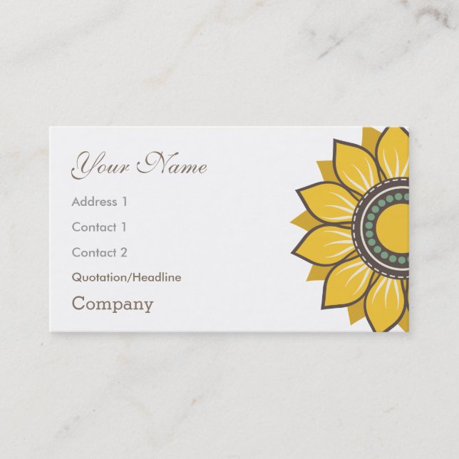 Tarjeta De Visita Diseño floral moderno de girasol (Anverso)