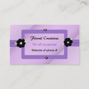 Tarjeta De Visita Diseño floral morado y negro
