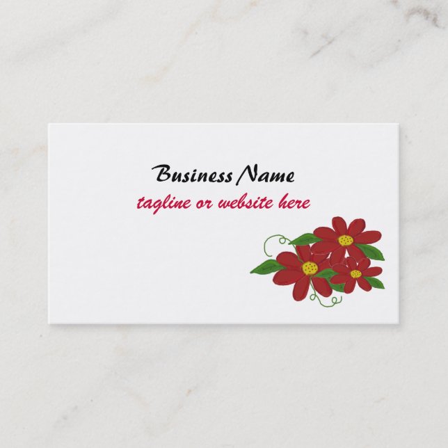 Tarjeta De Visita Diseño floral rojo simple (Anverso)