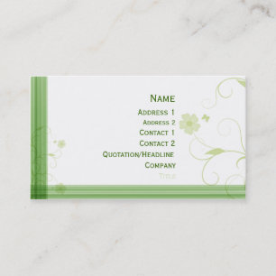 Tarjeta De Visita Diseño floral verde elegante