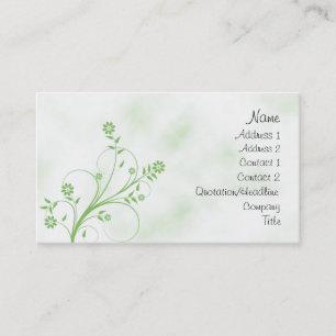 Tarjeta De Visita Diseño floral verde y blanco elegante