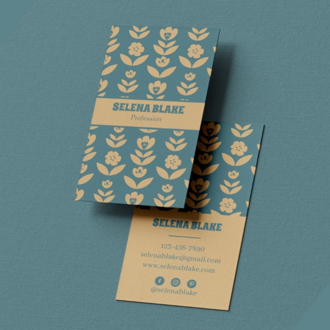 Tarjeta De Visita Diseño floral vertical moderno y elegante (Subido por el creador)