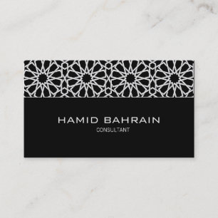 Tarjeta De Visita Diseño geométrico islámico blanco y negro