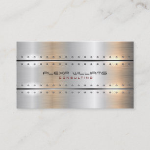 Tarjeta De Visita diseño geométrico masculino de plata metálica