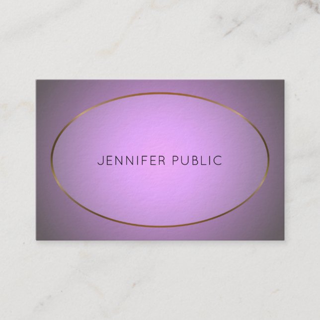 Tarjeta De Visita Diseño glamoroso Purple Gold Elite Lujo (Anverso)
