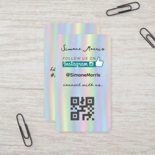 Tarjeta De Visita Diseño holográfico - Social Media QR Code Business