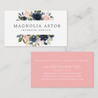 Tarjeta De Visita Diseño interior acuática floral marina rosa Girly