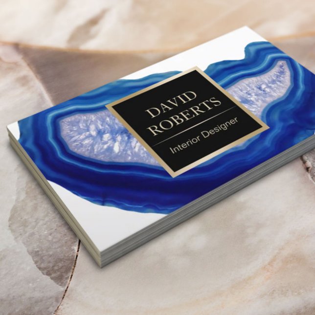 Tarjeta De Visita Diseño interior Blue Agate Stone Moderno (Subido por el creador)