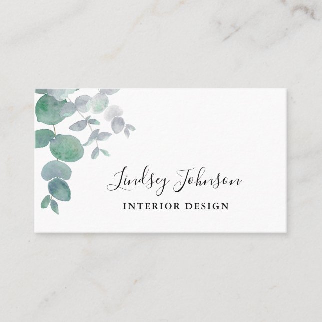 Tarjeta De Visita Diseño interior de Eucalyptus Greenery (Anverso)
