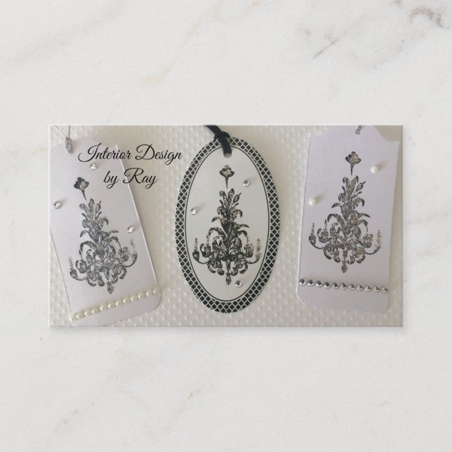 Tarjeta De Visita Diseño interior de lámparas de araña (Anverso)