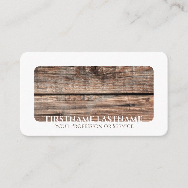 Tarjeta De Visita Diseño interior de madera arbórea de borde blanco (Anverso)