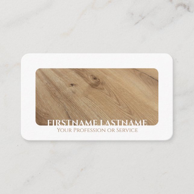 Tarjeta De Visita Diseño interior de madera arbórea de borde blanco (Anverso)