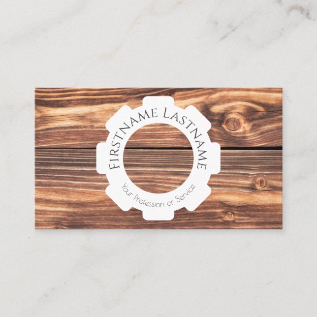 Tarjeta De Visita Diseño interior de madera orgánica 100% natural (Anverso)